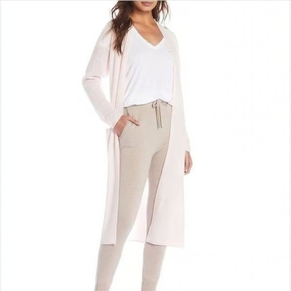 Van Winkle Pink Long Sleeve Knit Coordinating Lounge Duster Cashmere Cardigan